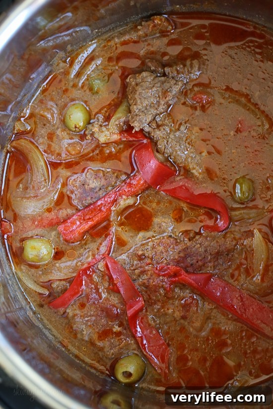 Cubed Steak with Peppers and Olives — Instant Pot, Slow Cooker, Stovetop 3 Braised Cubed Steak with Peppers, Onions and Olives is a flavorful, budget-friendly and family friendly dish you can make in the Instant Pot, Slow Cooker or in a pot on the stove.