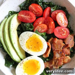 Breakfast BLT Salad Recipe: Bacon, Tomato and Lettuce 5 Breakfast BLT Salad plated