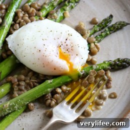 Asparagus and Green Lentils with Poached Egg