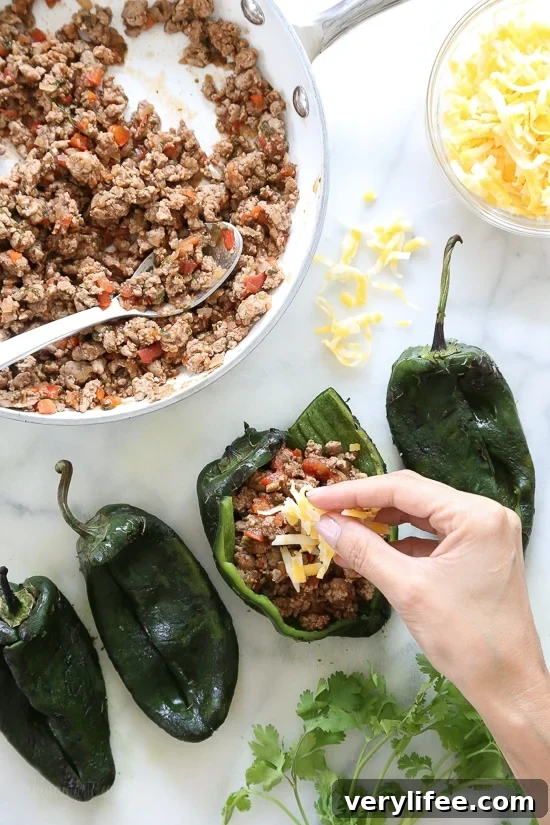 Turkey Enchilada-Stuffed Poblano Peppers 5 Turkey Enchilada Stuffed Poblanos plated