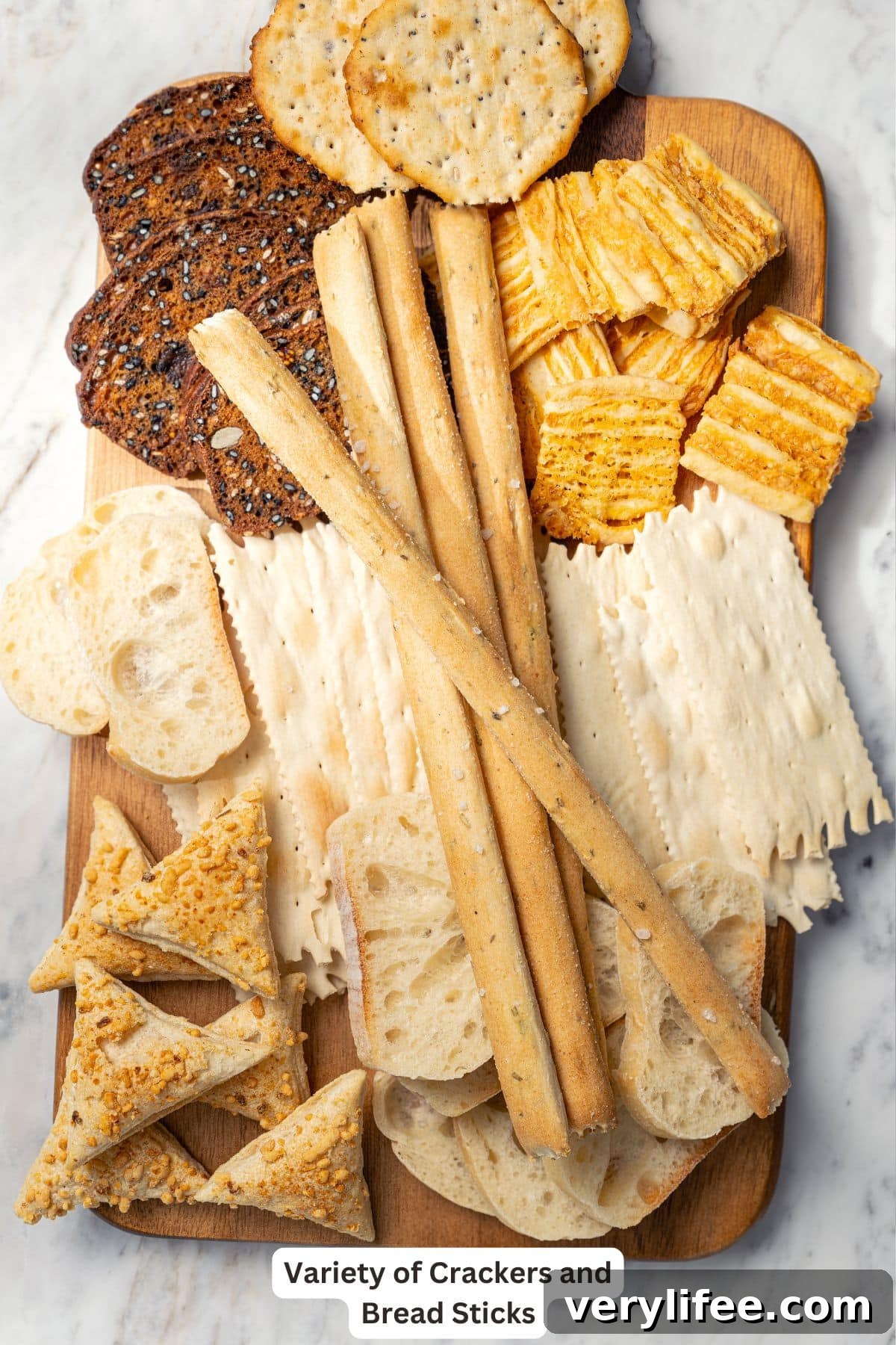 Crackers and bread sticks for charcuterie board.
