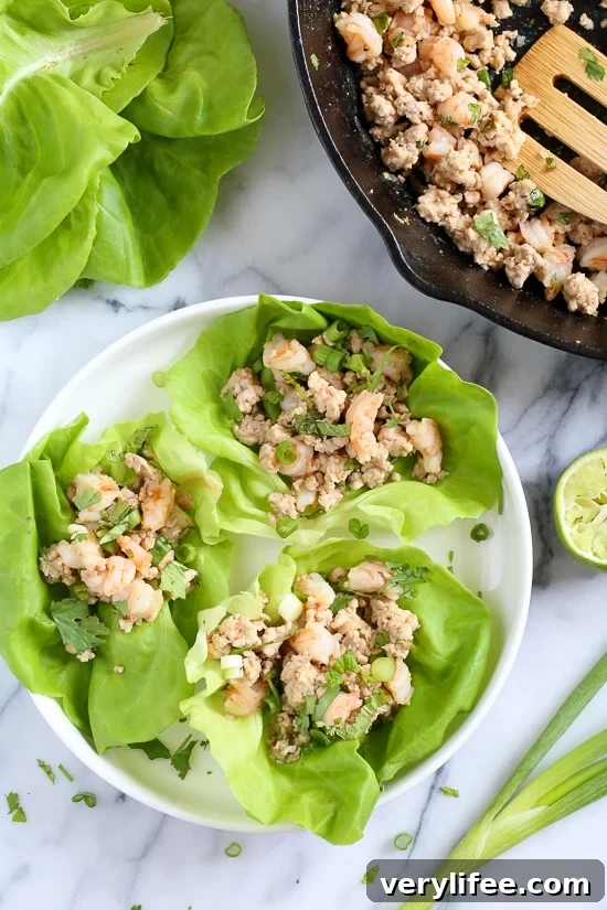 This chicken and shrimp laap or larp is a Laotian version of lettuce wraps. It's low-carb, Paleo-friendly, Whole 30 approved, loaded with flavor and so fast and easy to make!