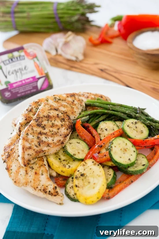 Finished grilled chicken and veggies