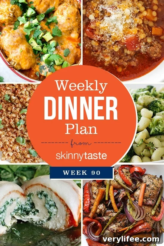 Skinnytaste Dinner Plan (Week 90). This week Madison goes back to school, so I added some easy, kid-friendly dishes this week including a few that I can pack in her thermos the next day (the pasta with broccoli and acini di pepe soup are perfect for this!).