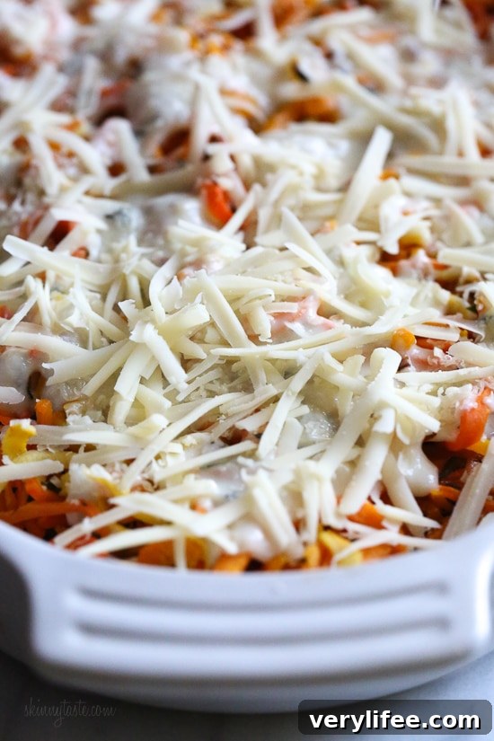 Spiralized Winter Vegetable Gratin with Parmesan and Herbs 4 Close-up of spiralized vegetables ready to roast.