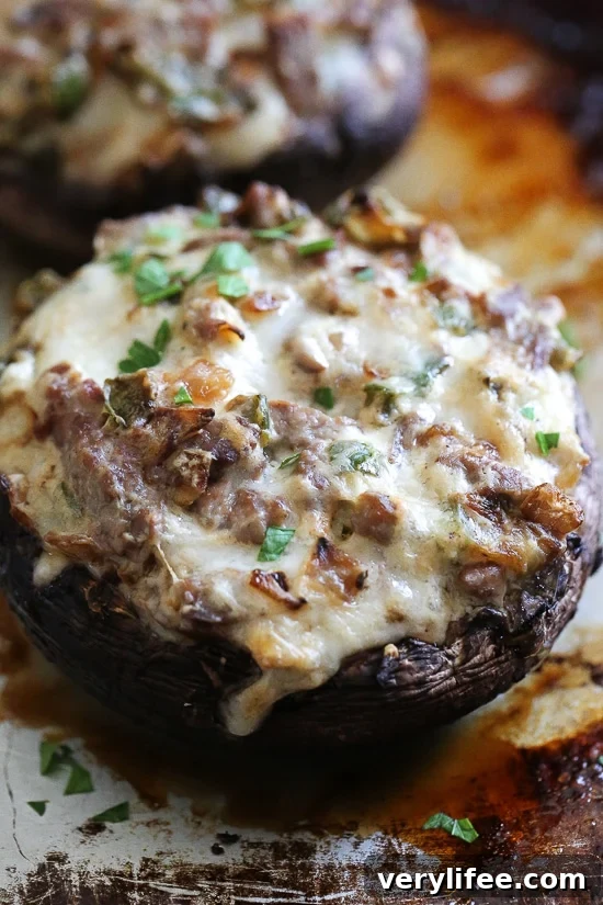 It doesn't get much better than a low-carb, Philly Cheesesteak Stuffed in a Portobello Mushroom! Steak and mushrooms work so well together, so why not make stuff them with this cheesy deliciousness!