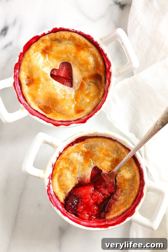 These individual Mixed Berry Pies are perfect for portion control. Easy to make, filled with mixed berries and topped with refrigerated pie crust.