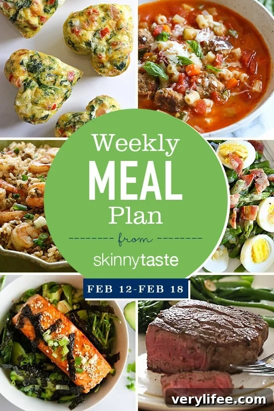 A free 7-day flexible meal plan including breakfast, lunch and dinner and a shopping list. All recipes include calories and Weight Watchers Freestyle Smart Points.