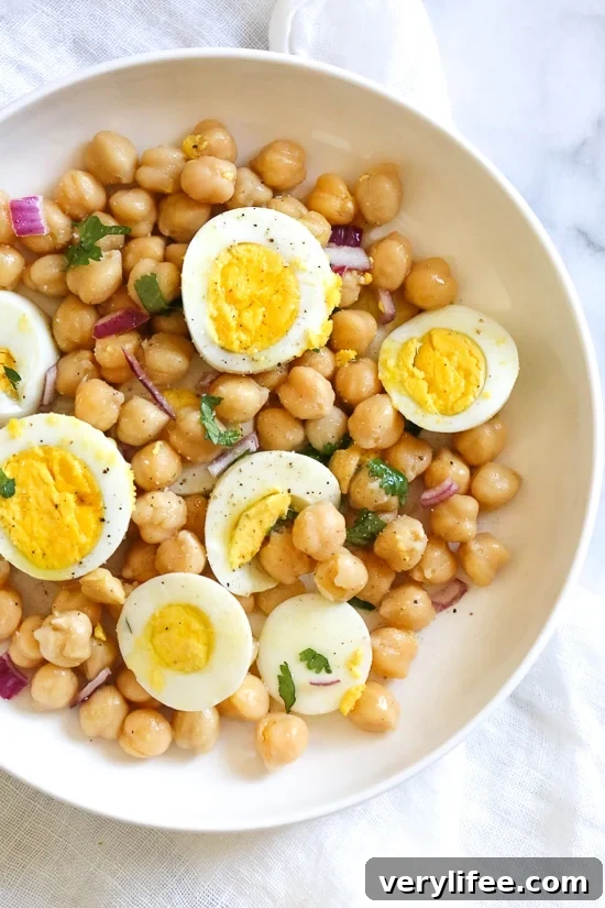 Chickpea egg salad plated for lunch.