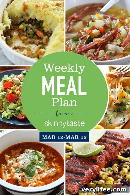 A free 7-day flexible meal plan including breakfast, lunch and dinner and a shopping list. All recipes include calories and Weight Watchers Freestyle Smart Points.