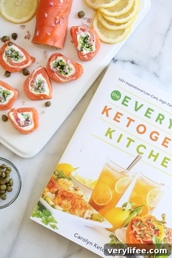 These elegant smoked salmon pinwheels are perfect if you want to enjoy lox without the bagels for a low-carb, keto appetizer.