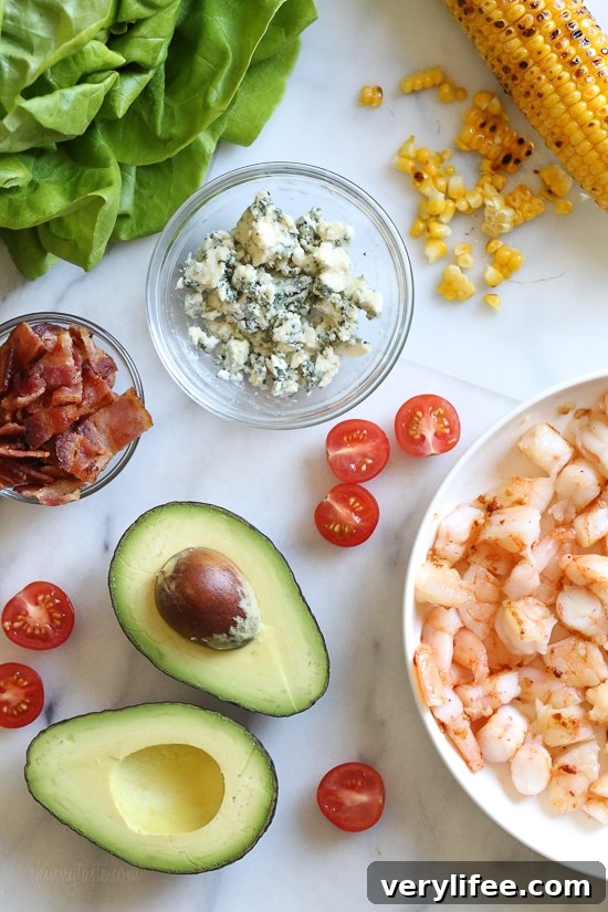 Chopped Shrimp Salad with Bacon and Blue Cheese 6 Finished Chopped Salad with Shrimp and Avocado