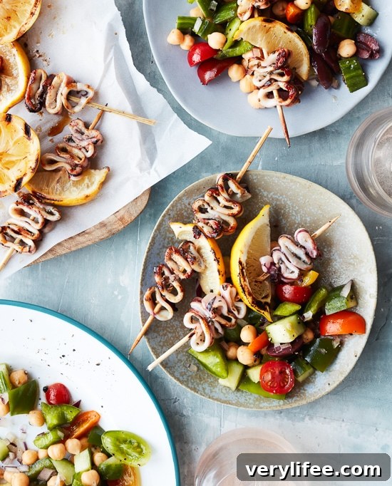 First Look at Skinnytaste One and Done Cookbook Cover 10 Grilled Calamari with Mediterranean Chickpea Salad