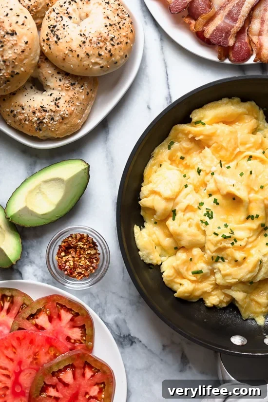 Bacon, egg and avocado on a bagel is my favorite breakfast sandwich made with scrambled eggs, center cut bacon and sliced tomatoes on my homemade bagels.
