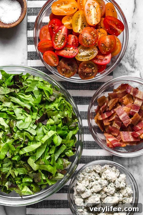 Chopped Wedge Salad with Blue Cheese and Crispy Bacon 5 wedge salad ingredients