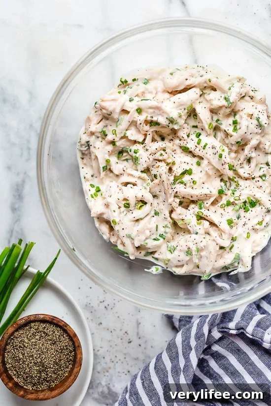 Creamy Ranch Chicken Salad Recipe 3 This light and easy chicken salad recipe made with leftover rotisserie chicken breast meat and my homemade ranch dressing. Great for lunch and meal prep!