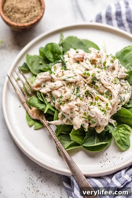 Creamy Ranch Chicken Salad Recipe 4 This light and easy chicken salad recipe made with leftover rotisserie chicken breast meat and my homemade ranch dressing. Great for lunch and meal prep!