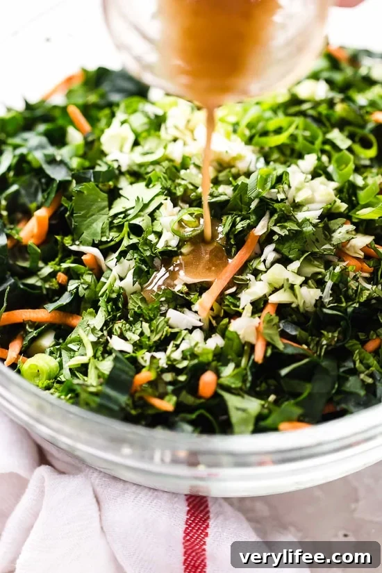 Houston Grilled Chicken Kale Salad with Peanut Vinaigrette 3 Kale Salad close-up