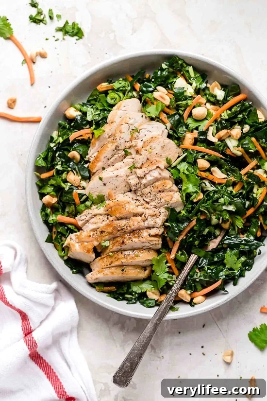 Houston Grilled Chicken Kale Salad with Peanut Vinaigrette 4 Kale Salad with chicken and peanuts