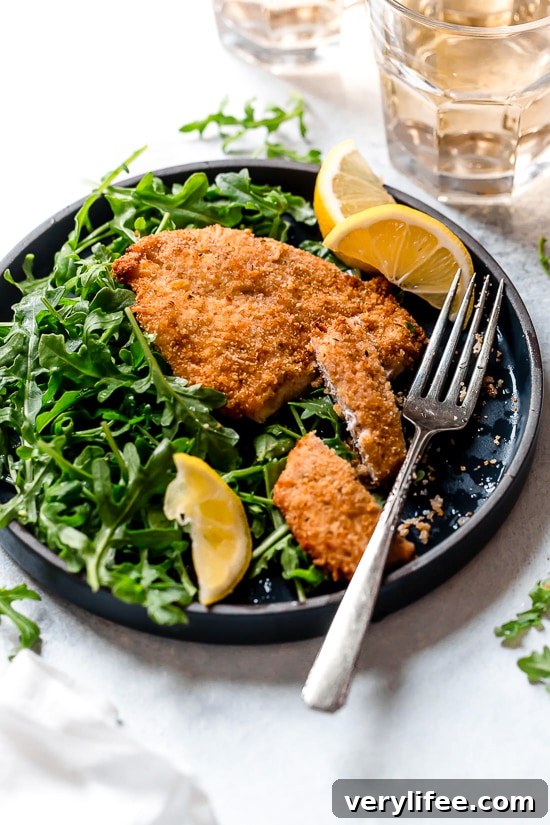Crispy Air Fryer Chicken Milanese with Baby Arugula 5 Air Fryer Chicken Milanese close-up