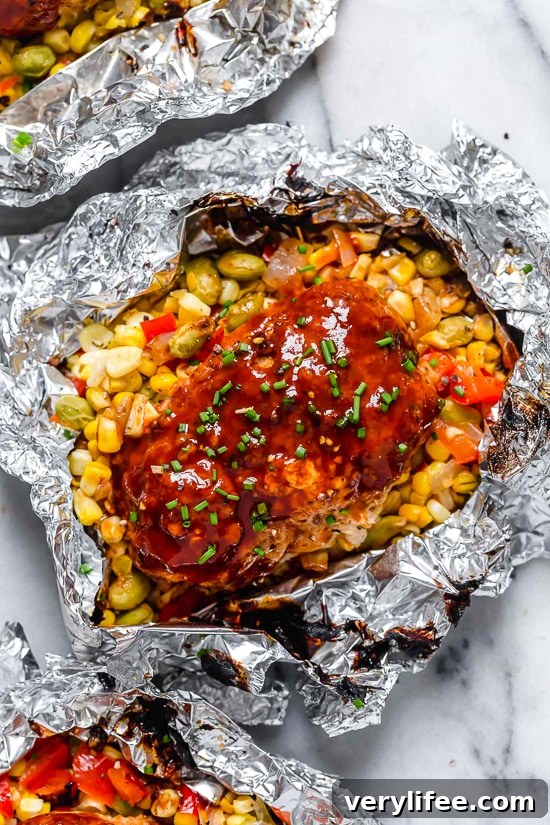 Finished foil packets ready to eat.