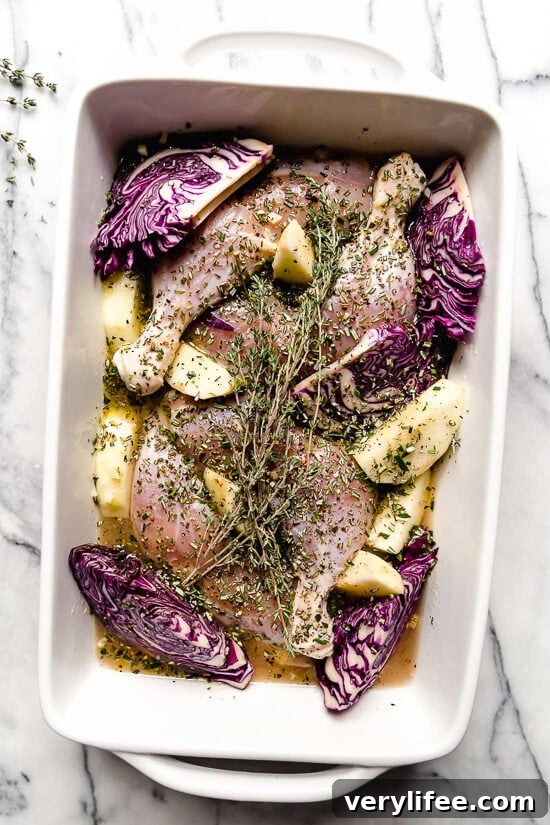 Baked Apple Cider Chicken and Cabbage