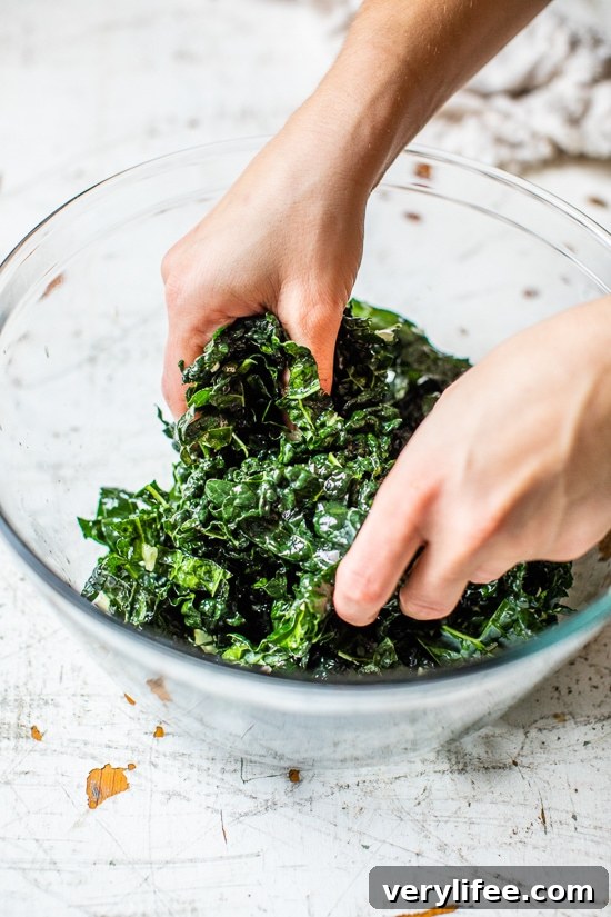 Kale and Quinoa Salad with Cranberries Recipe 3 Massaged kale