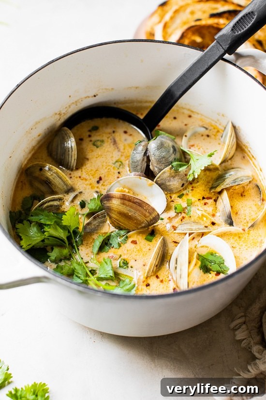 Clams in Lemongrass Coconut Broth Recipe 6 Asian Coconut Broth Clams made with lemongrass, ginger and cilantro is wonderful when paired with bread for dipping all that delicious broth!