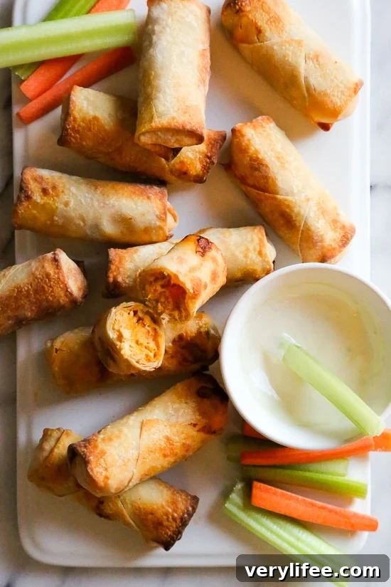 25 Viral Skinnytaste Recipes That Defined 2019 7 These Buffalo Chicken Egg Rolls, filled with shredded boneless chicken breast, hot sauce and blue cheese make the perfect appetizer! Bake them in the oven or air fryer!