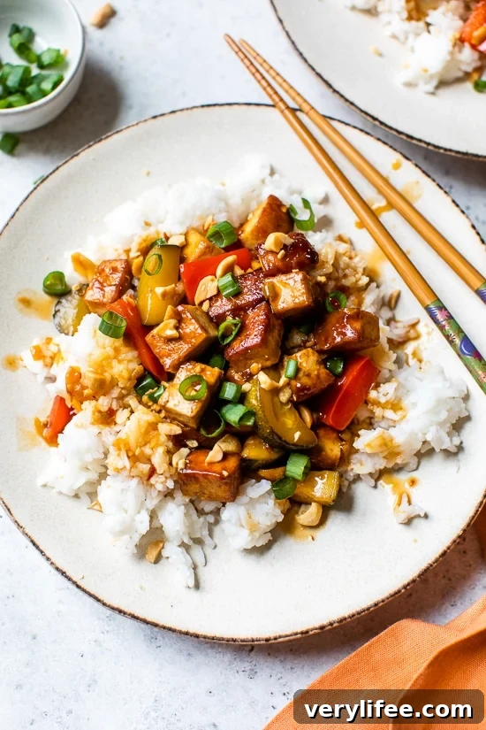 Spicy Crispy Kung Pao Tofu Recipe 2 Kung Pao Tofu, a lighter (and vegetarian) take on one of my favorite Chinese takeout dishes!