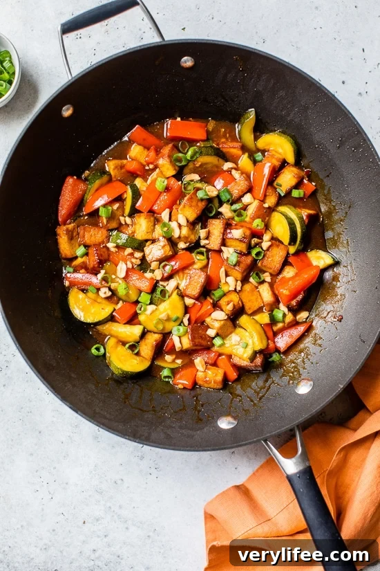 Spicy Crispy Kung Pao Tofu Recipe 3 Kung Pao Tofu in a large wok.