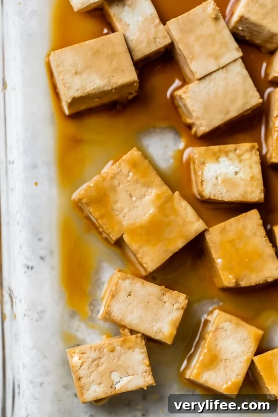 Spicy Crispy Kung Pao Tofu Recipe 6 Marinating tofu before stir frying.