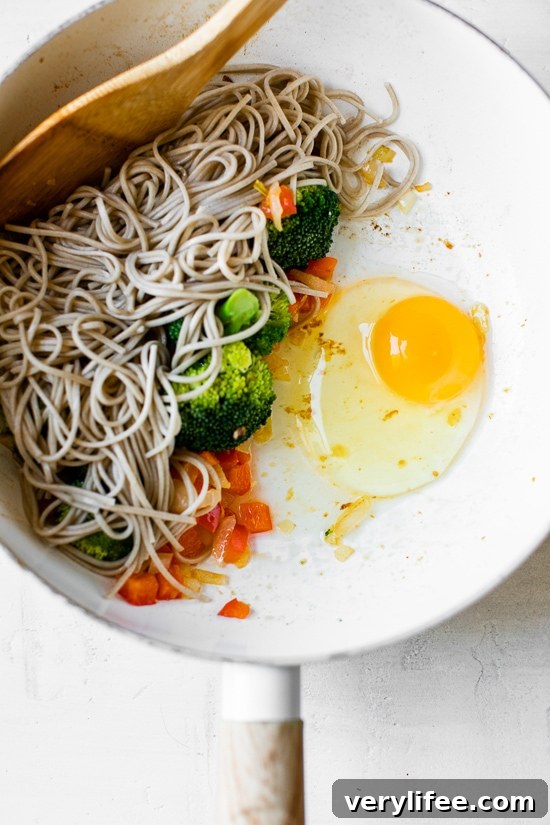 Sesame Ginger Soba Noodle Stir-Fry with Vegetables 6 This spicy Soba Noodle Veggie Stir Fry is a quick and easy meal for one, and perfect as a dairy-free, vegetarian dinner.