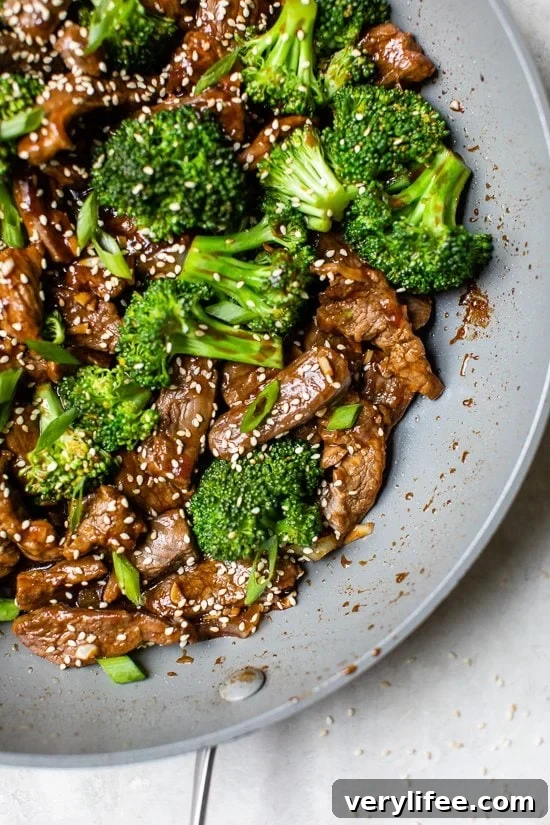 Broccoli Beef in a wok