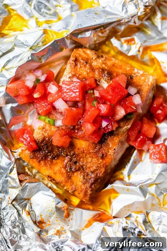 foil packet salmon with watermelon salsa