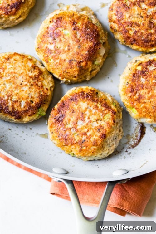salmon patties in a skillet