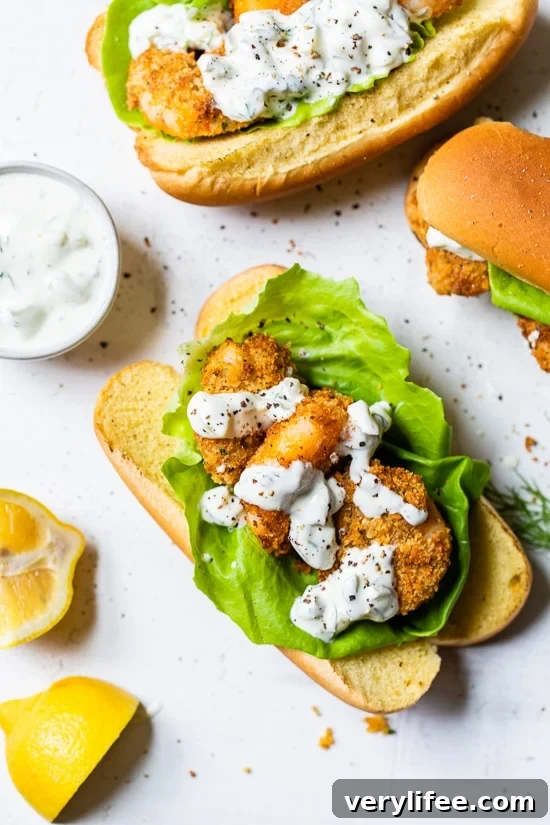 Crispy Air Fryer Shrimp Sandwich with Zesty Tartar Sauce 3 Air Fryer Shrimp Sandwiches