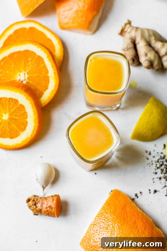Citrus Immunity Shots: Vitamin C Recipes to Fight Colds 2 Citrus Immunity Shot with turmeric and citrus
