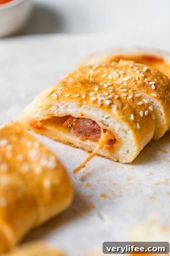 Pizza Sausage Rolls sliced