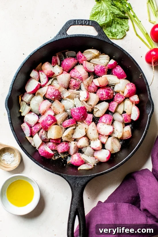 Roasted Radishes in a skillet