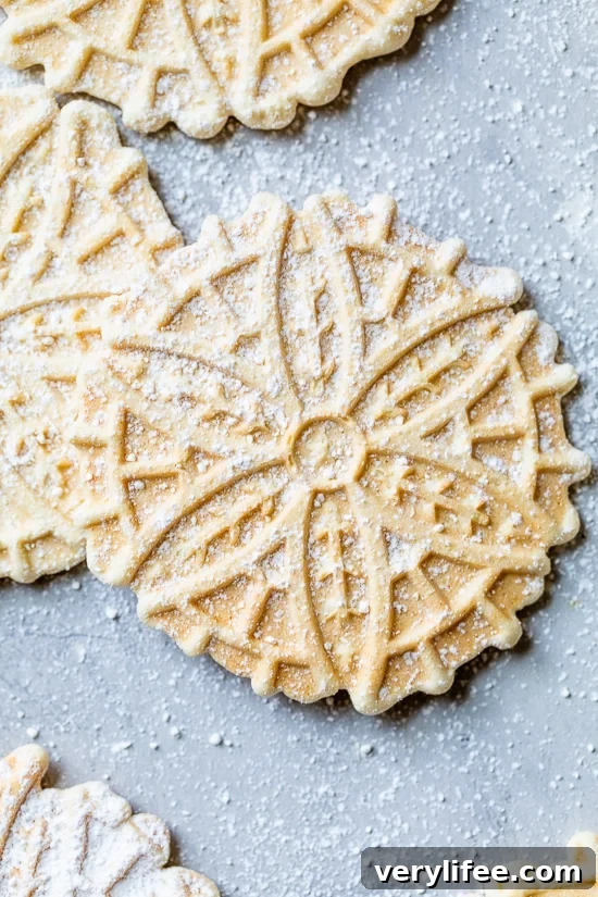 Authentic Italian Pizzelle Cookie Recipe 6 pizzelle up close