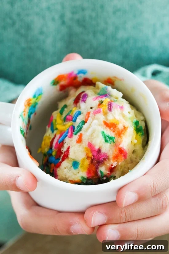 Single-serve banana bread muffin in a mug