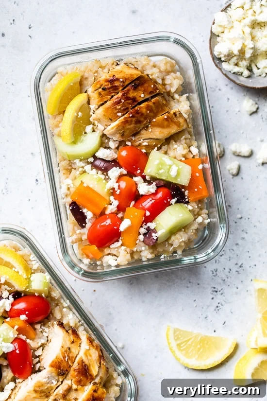 Greek chicken rice bowls for meal prep