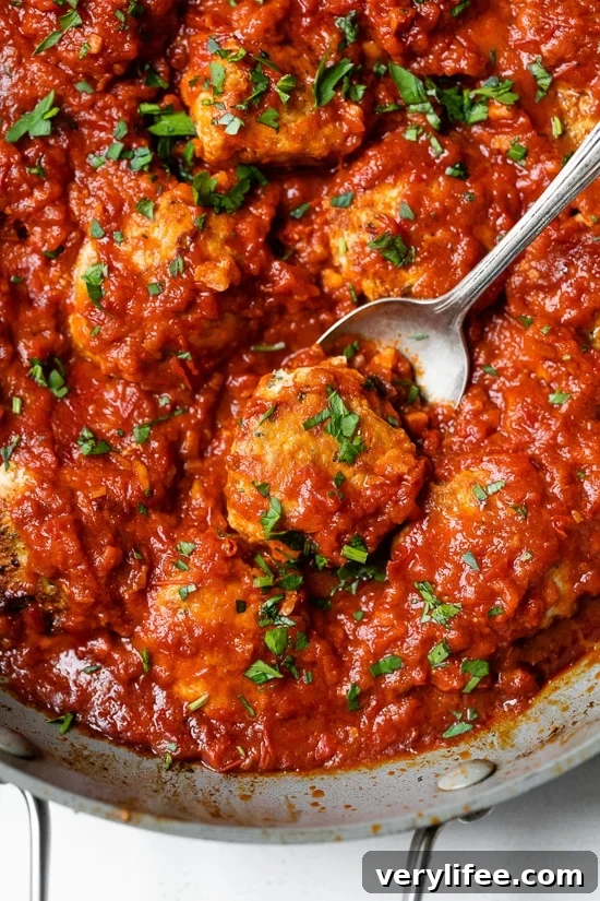 Spicy Harissa Chicken Meatballs Recipe 6 Chicken Meatballs in sauce.