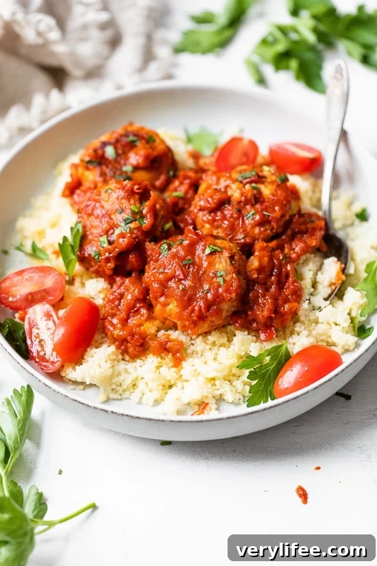 Spicy Harissa Chicken Meatballs Recipe 7 Chicken Meatballs with couscous.