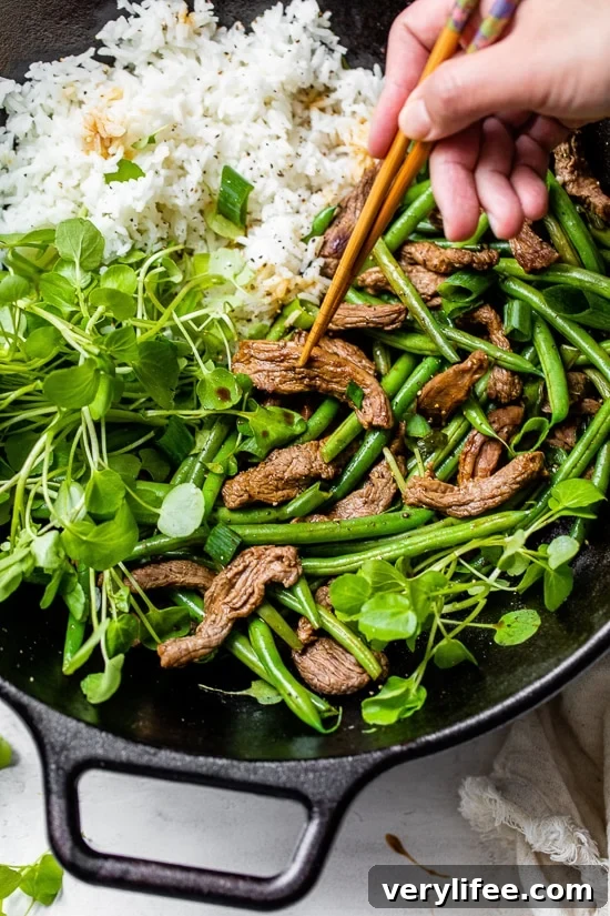 Beef Negimaki Stir Fry with Green Beans