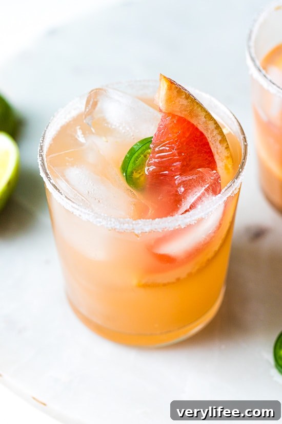 Non-Alcoholic Jalapeño Paloma Mocktail 4 spicy paloma