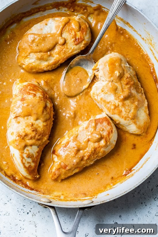Chicken Breasts braised in penut sauce.