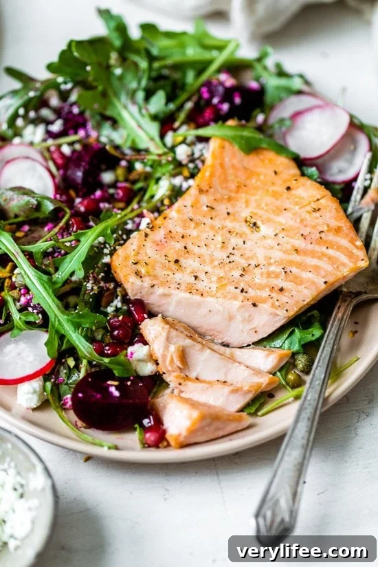 Salmon Salad with Beets, Arugula, Pistachios and Pomegranate 3 Salmon, Beet, and Arugula Salad-8