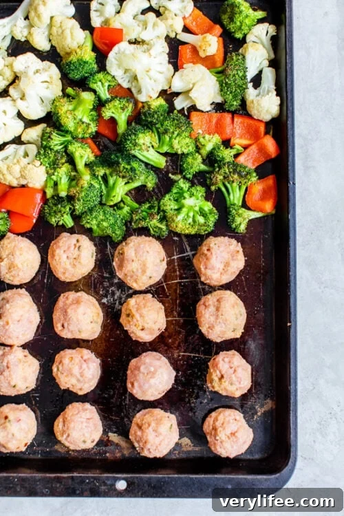 how to make sheet pan meatballs and veggies